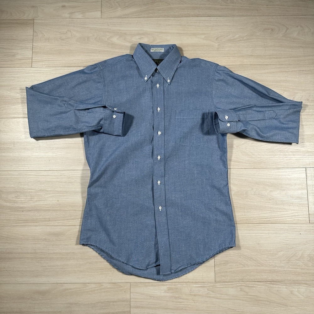 Vintage Croft & Barrow Chambray Shirt USA Made Size Large 15 Button Down Preppy